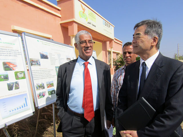Visite au site du « Projet de l’Amélioration du Système d’Irrigation dans le Périmètre Irrigué des Abda Doukkala » par l’Ambassadeur HANATANI - 29/09/2017