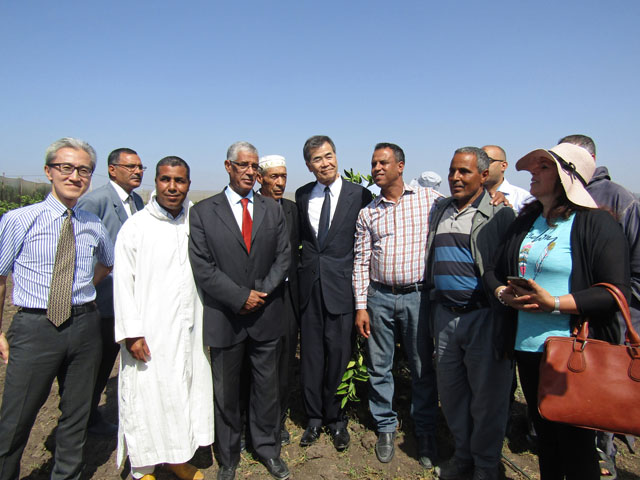 Visite au site du « Projet de l’Amélioration du Système d’Irrigation dans le Périmètre Irrigué des Abda Doukkala » par l’Ambassadeur HANATANI - 29/09/2017
