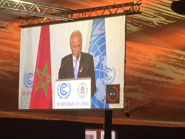 Tenue à Marrakech de la Conférence des Parties de la Convention-Cadre des Nations Unies sur les Changements Climatiques (COP22) et de la 12e Session de la Conférence des Parties agissant en tant que réunion des parties au Protocole de Kyoto (CMP12)