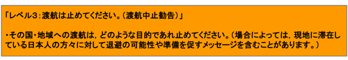 危険情報レベル３